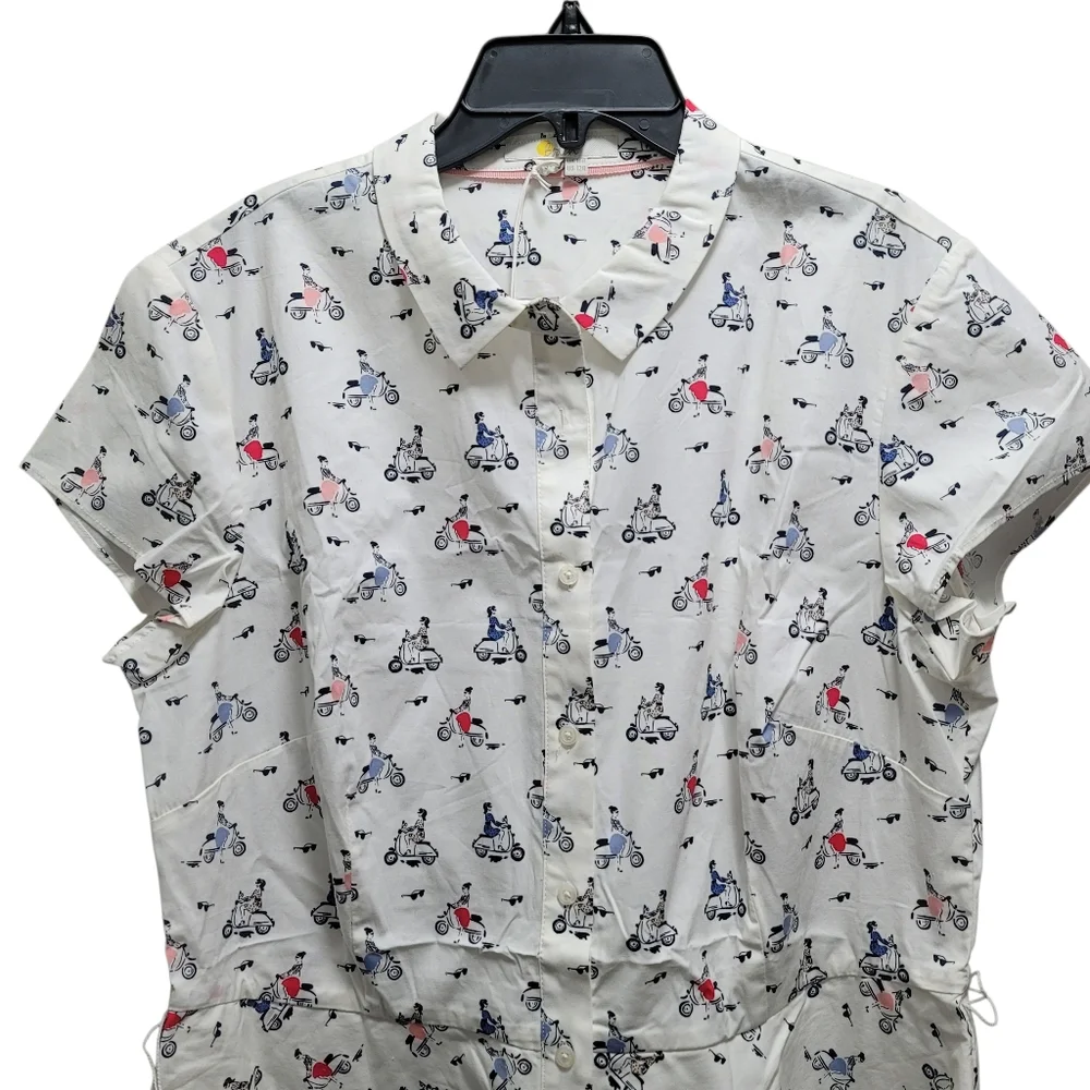 12R US NWT Boden Sofia Vespa Shirt Dress Cotton Blend - Picture 4 of 11